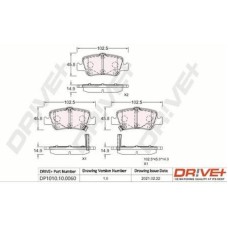 Dr!ve+ DP1010.10.0060 Brake Pads for Lexus CT200h, Toyota Auris, Corolla, IQ, Ist, Prius, Vitz, Yaris & Other, Subaru, Pontiac, Mitsuoka, Geely, Great Wall, Cherry...  - Rear Axle