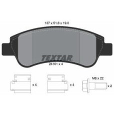 Textar 2410101 Brake Pads for Citroen Berlingo, C2, C3, C4, Xsara, Peugeot 1007, Partner & DS DS3 - Front Axle