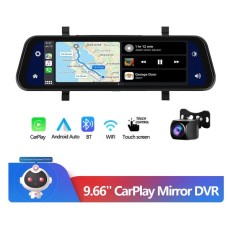 9.66" 4K Touch Screen Mirror Dash Cam w/Android Navigation, Rear DVR Camera, Car Play & Android Auto, WiFi, Bluetooth